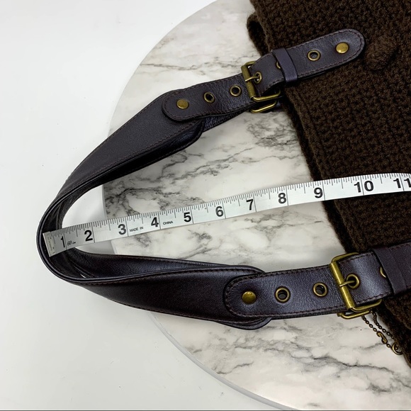 The Sak Pink Label Knitted Brown bobble textured tote bag  grannycore Bohemian - Picture 9 of 16